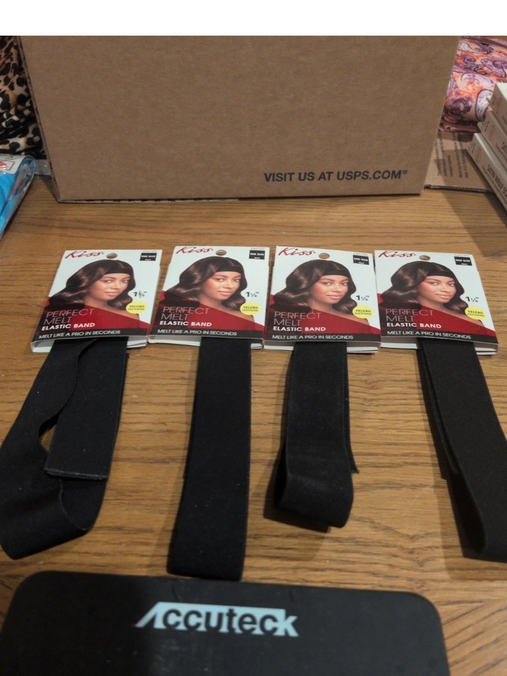 Kiss Perfect Melt Elastic Band Hair Wraps - Black (4 Pack)